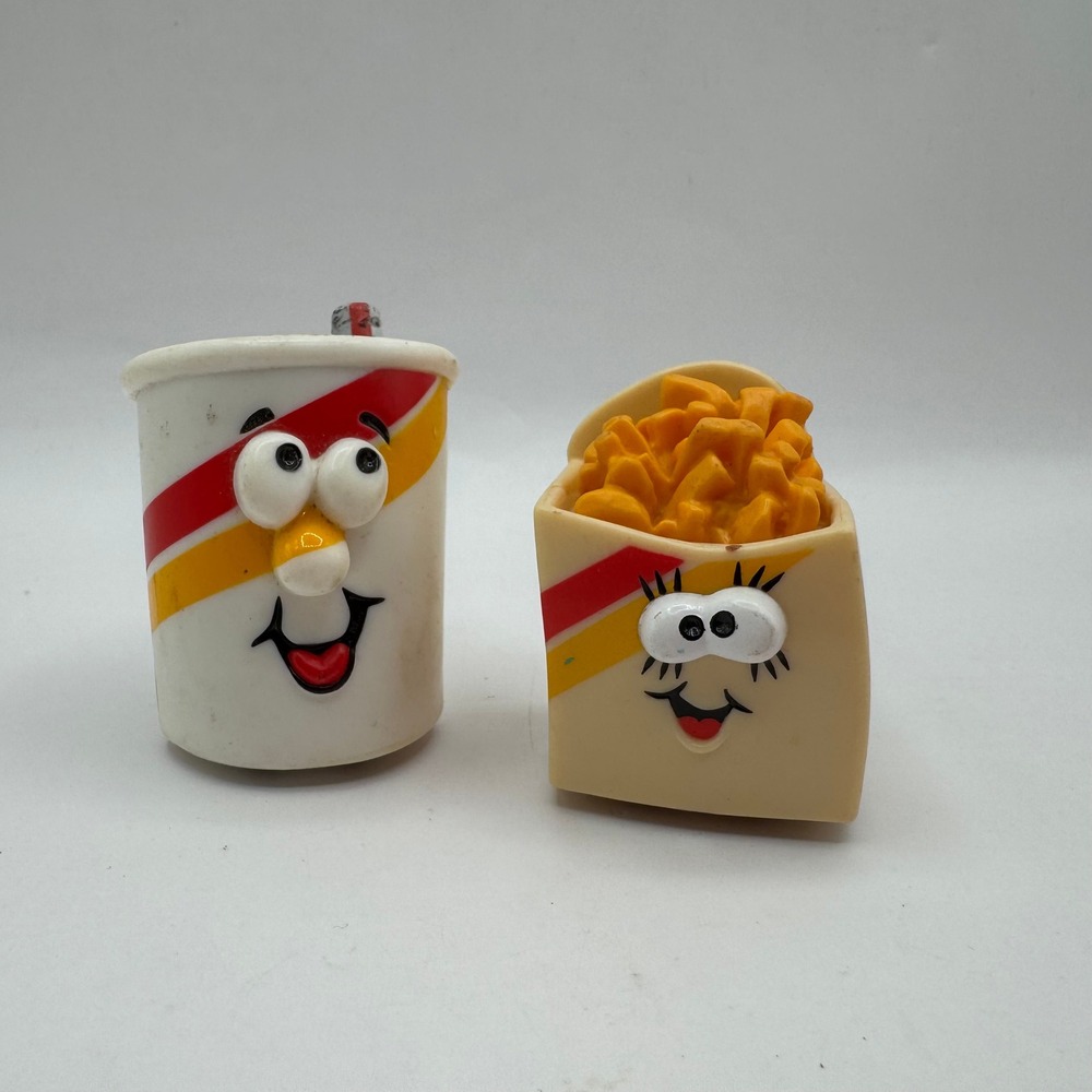 Hallmark Fast Food Racers Kids White Red 1989 Soda and Fries Vintage Toy Set